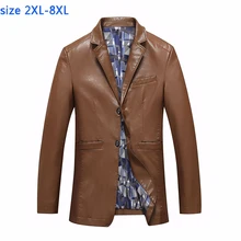 Новое поступление, модные повседневные мужские кожаные пальто на осень и зиму, костюмы, одежда, супер большая куртка, плюс размер 2XL 3XL 4XL 5XL 6XL7XL8XL