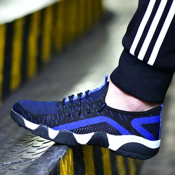 

men's large size breathable mesh steel toe caps work safety shoes anti-pierce construction site worker summer shoe security boot