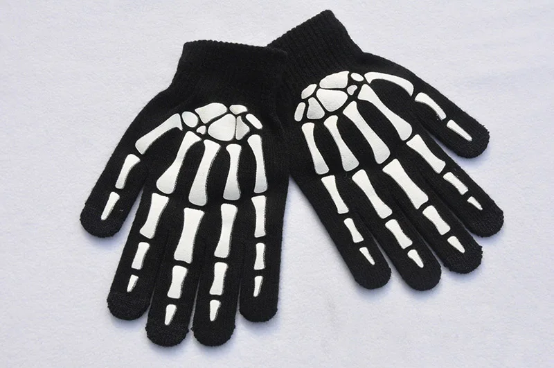 Новинка с принтом череп Коготь зимние вязаные теплые уличные спортивные велосипедные перчатки Для мужчин Для женщин Прохладный Полный Finger перчатки для танцев B52 - Цвет: Claw