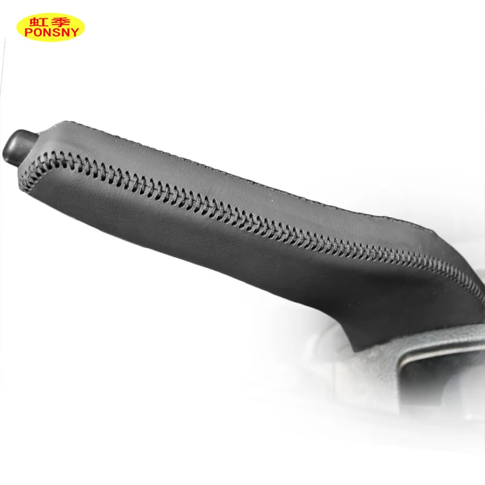PONSNY Handbrake Covers Case for Nissan Tiida 2007-2009 Genuine Leather Handbrake Lever Grips Cover