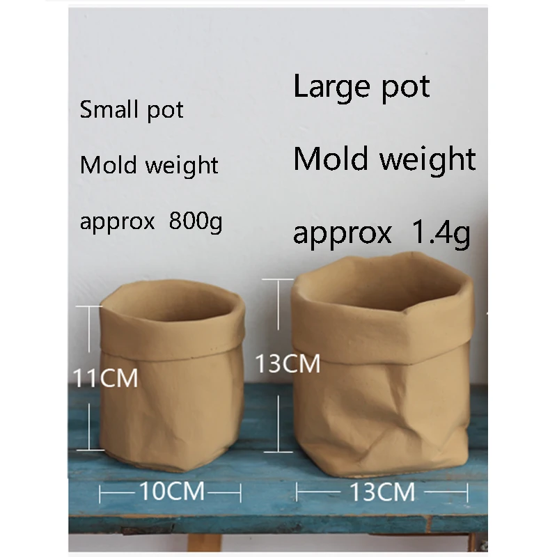 Имитация крафт-бумаги мешок бетонные горшки силиконовые формы нордические украшения дома украшения суккулент хранения горшки цемента плесень