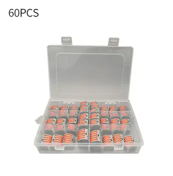 

60pcs Reusable Electrical Wire Connectors Kit Spring Lever Nut Terminal Blocks Conductor