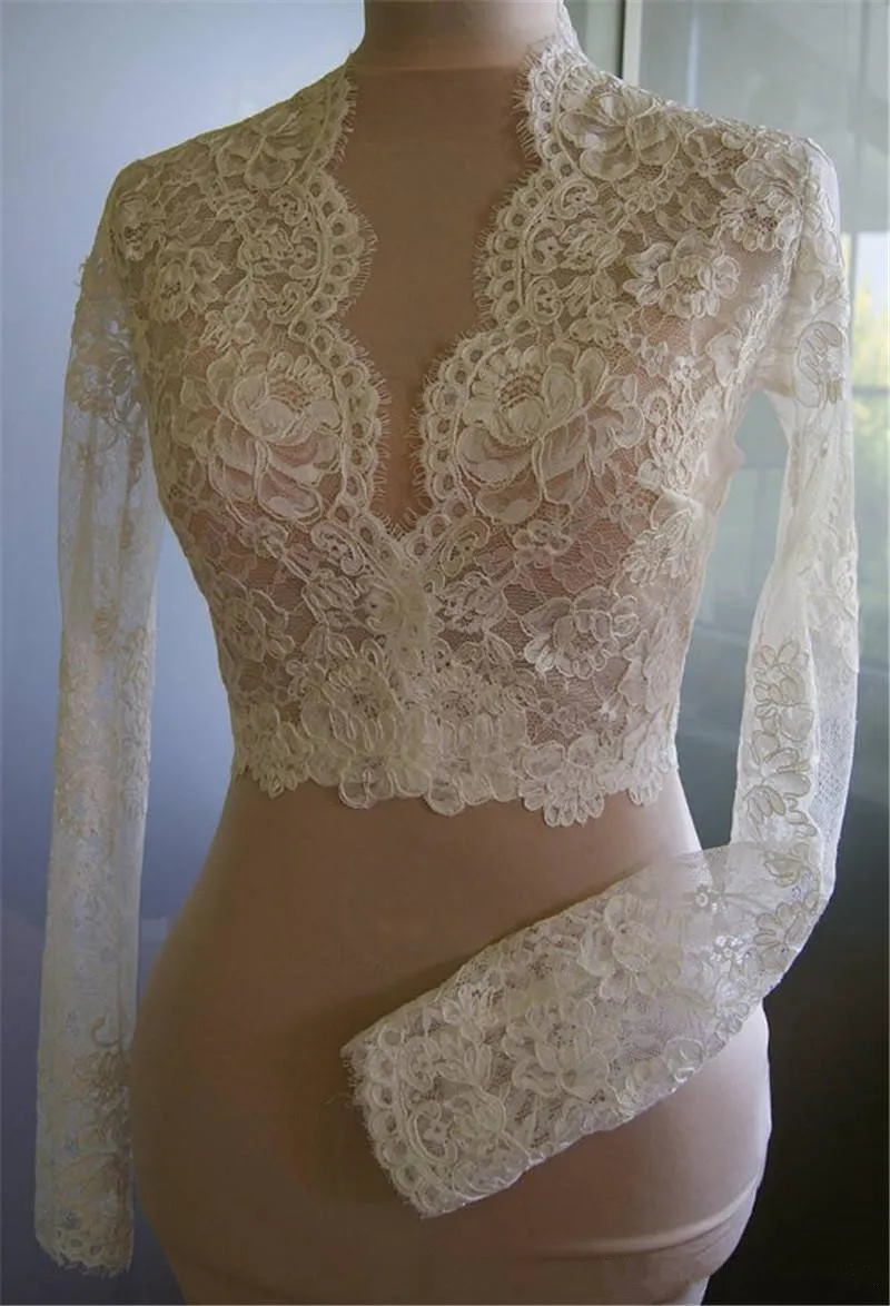 cheap-bridal-wraps-modest-alencon-lace-crystals-v-neck-sheath-wedding-bridal-bolero-for-wedding-dresses-long-sleeve-lace-applique-jacket (4)