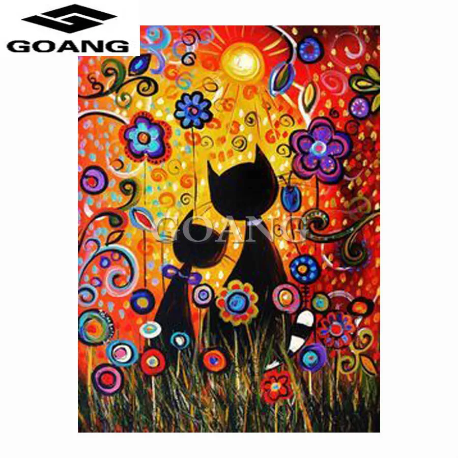 

GOANG 5D Diy Diamond Painting Lovely cat Full Resin Diamond Picture Mosaic Needlework 3D Diamond Embroidery Cross Stitch Decor
