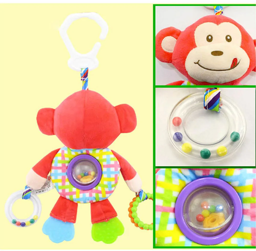 Fondlecare Lucu Kartun Monyet Hewan Lonceng Tangan Bayi Mainan