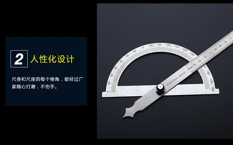 Нержавеющая сталь круглая головка 180 градусов транспортир Угол Finder роторный измерительный машинист, инструмент линейка 20 см мастер линейка