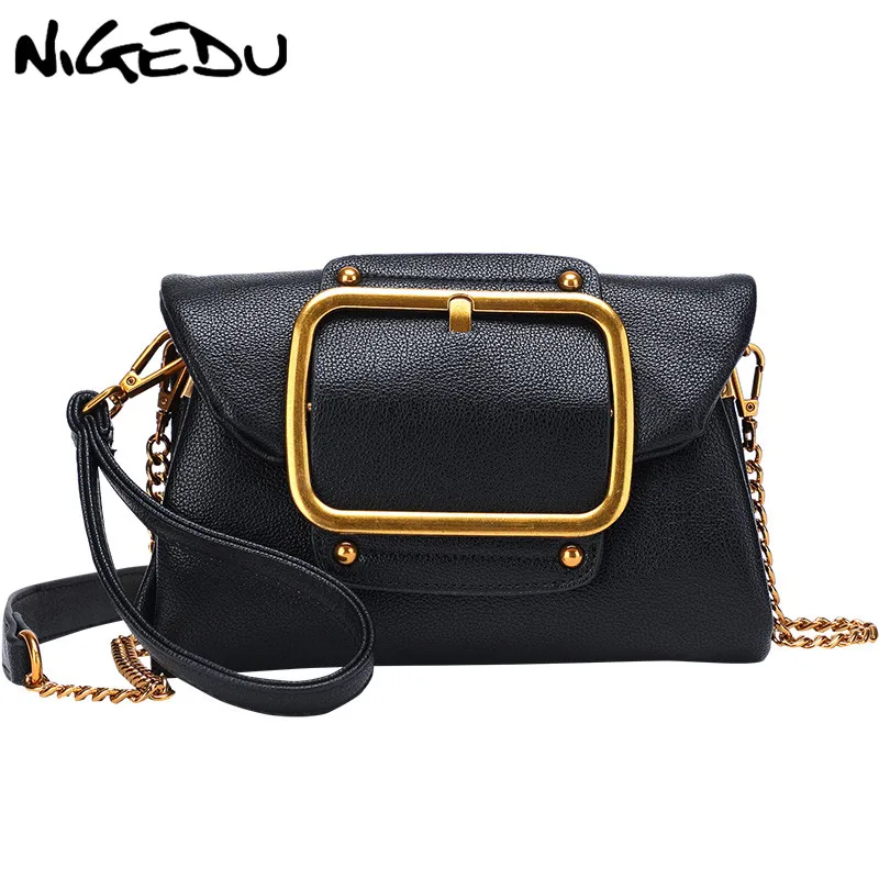 

NIGEDU Women Luxury Leather Shoulder Bag Small Chain Designer Crossbody Bag Ladies Envelope Clutch Wallet Female Messenger Bags