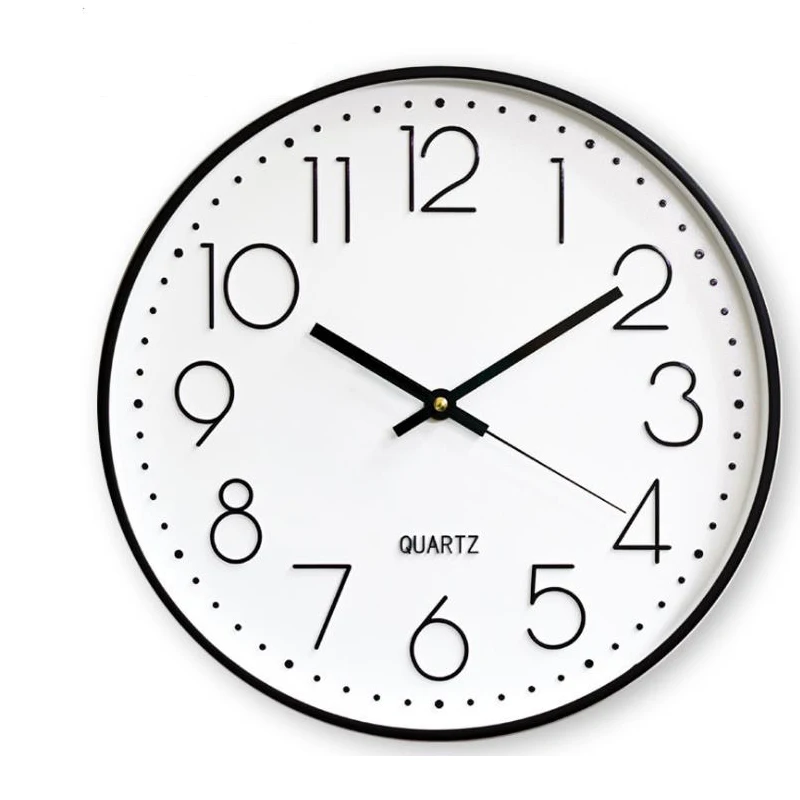 

12 Inch Clock Wall Clock Factory Wholesale Quartz Clock Modern Simple Plastic Living Area Digital Men Clock