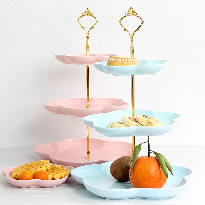 

Creativity Modern Candy Multilayer Tray Ceramic Fruit Plate Living Room Snacks Dim Sum Dessert Plate Three Layers Nut Plate Dish