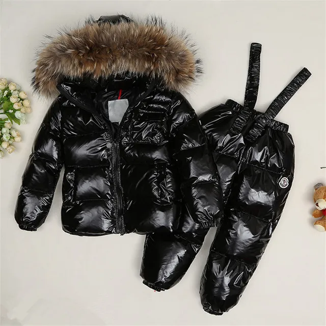Cheap Children raccoon fur collar Jackets+Pants 2Pc/Sets Kids Down Clothing Sets Boys Girls Warm Ski Sets Waterproof Windproof  Clj133