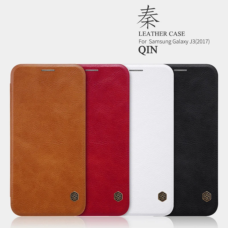 PU Leather Flip Cover For Samsung Galaxy J3 Full Protection Case With Card Pocket Nillkin Qin Series | Мобильные телефоны и