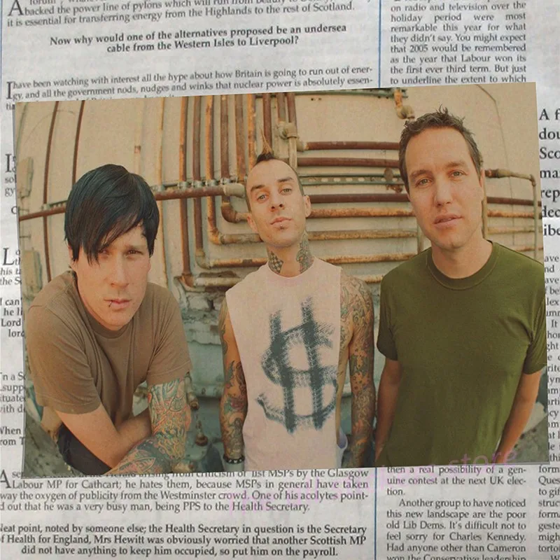 Blink 182, винтажная Ретро рок-группа, музыкальная гитара, матовая крафт-бумага, античный плакат, настенная наклейка, домашний декор/6009