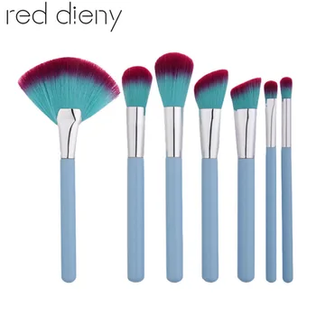 

Fan Makeup Brush Set 7pcs Nylon Hair Face Foundation Powder Contour Blush Highlight Eye Shadow Blending Cosmetic Brushes Tools