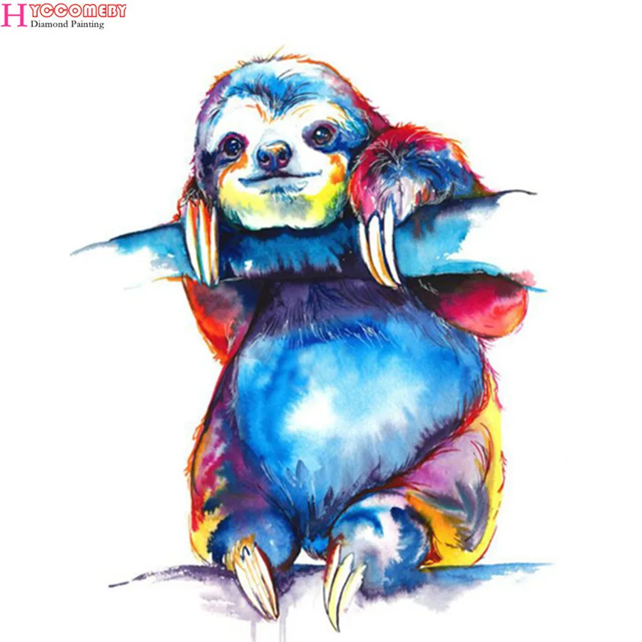 

New 100% Resin Square Drill 5D Diamond Painting Animal Painted Sloth Full Diy Diamond Embroidery Mosaic Needle Animal