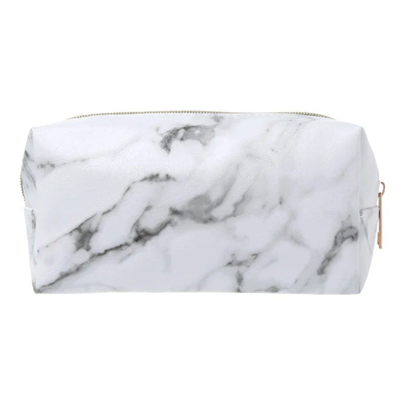 Large Cute Durable Pencil Case Pen Box Zipper Bags Marble Makeup Storage Suppliesin Pencil Bags