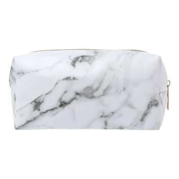 

Large Cute Durable Pencil Case Pen Box Zipper Bags Marble Makeup Storage Supplies