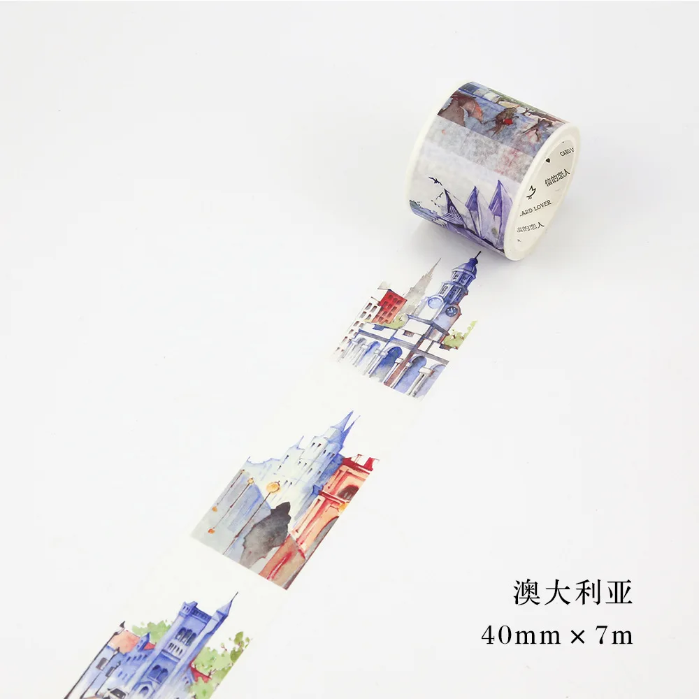 4 см* 7 м путешествия по миру здания васи клейкая лента DIY Скрапбукинг наклейка этикетка маскирующая лента - Цвет: Australia