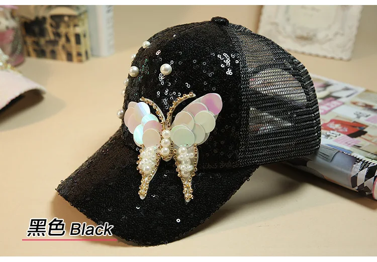 Роскошная женская бейсбольная кепка, брендовая Кепка в стиле хип-хоп с блестящими бабочками и жемчужинами, винтажная дизайнерская Повседневная бейсболка шапка, новинка