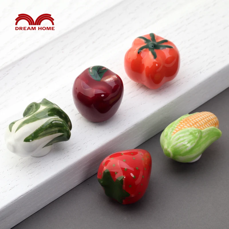 

Ceramics Fruits and Vegetables Shape Cabinet Knobs and Clothing Shoe Drawer for Children's Furniture Drawer Handles Modern