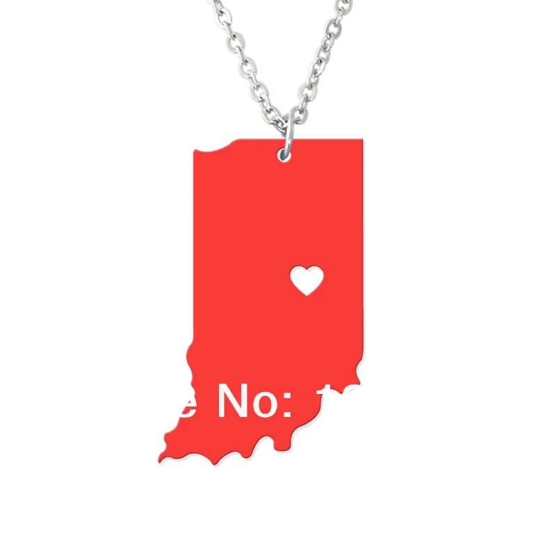 

I heart Indiana Necklace State Necklace Map Pendant - State Charm - IN Map Custom map jewelry