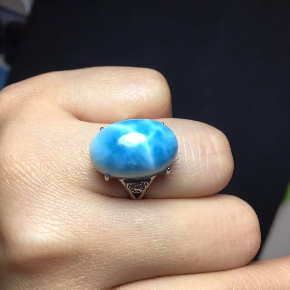 Fine Jewelry 322 Real 925 Steling Silver s925 100% Natural Blue Larimar Gemstones Female Fine Rings Christmas Gift