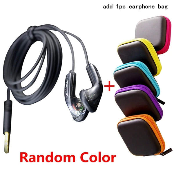 Add 1 Earphone Bag VE Monk Plus, наушники-вкладыши, fone de ouvido, 64 Ом, высокое сопротивление, Плоские наушники, HiFi, супер бас, гарнитура без микрофона - Цвет: Add 1 Earphone Bag