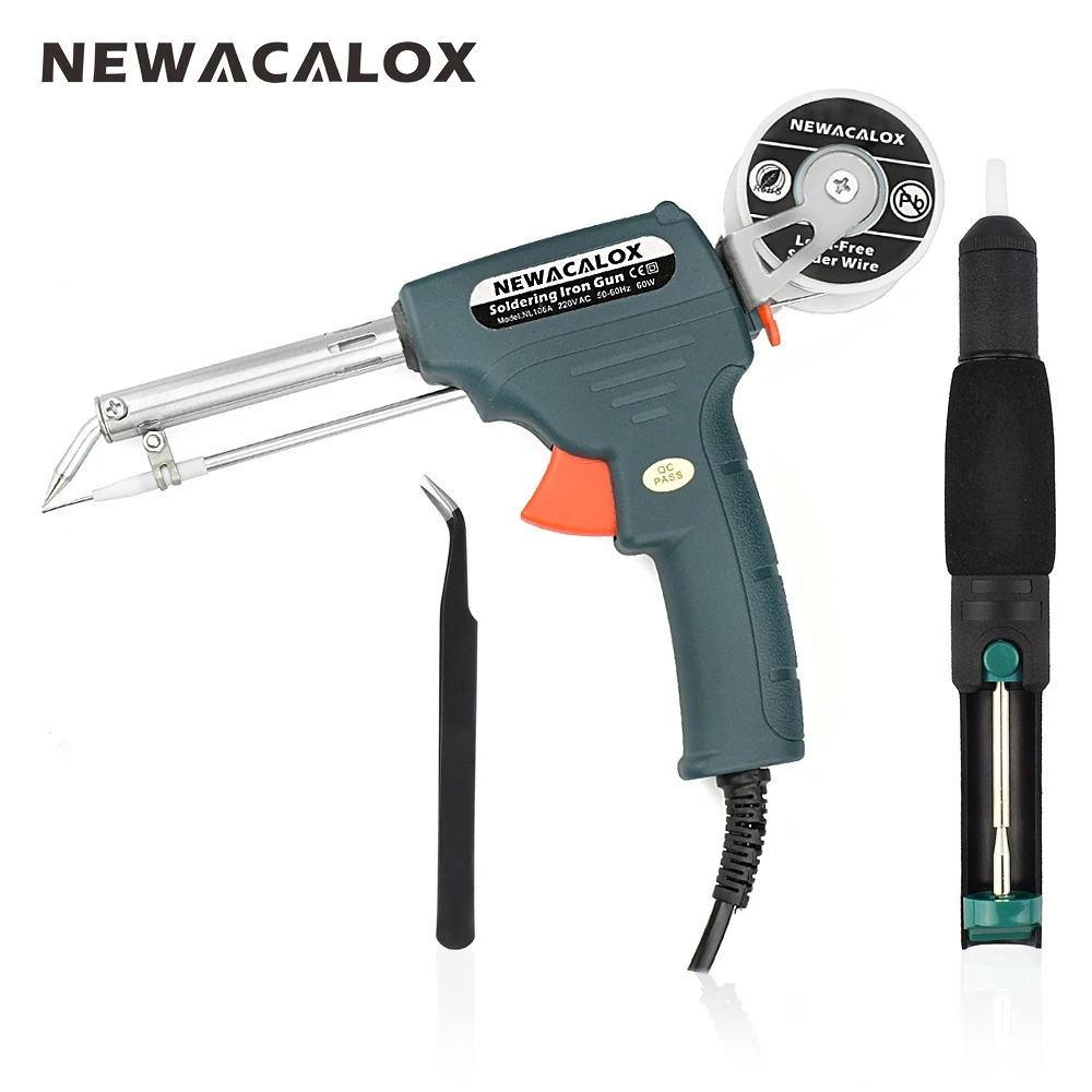 NEWACALOX 220V 60W EU Plug Hand held Soldering Iron Gun Automatically