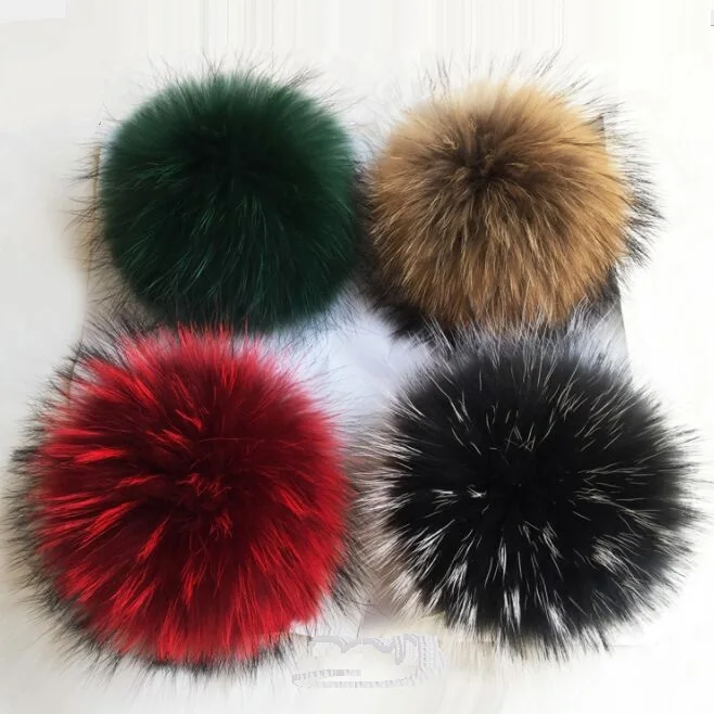 

14cm Fluffy Real Fur Pom poms For knitted Skullies Beanies Caps Hot Winter Hairy Ball For Knit Hats Key Chain Clothes Xmas Gift