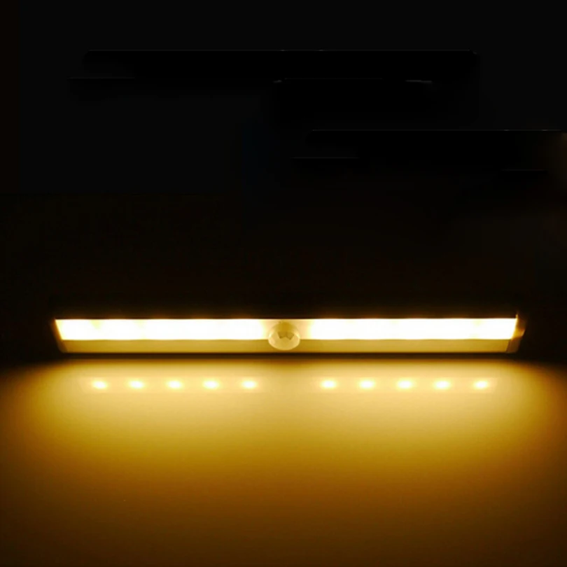 ИК инфракрасный датчик движения светодиодный Ночной светильник 10 светодиодный s беспроводные Светодиодные светильники для освещения шкафа 4* AAA батарея шкафчик, гардероб, буфет настенный светильник
