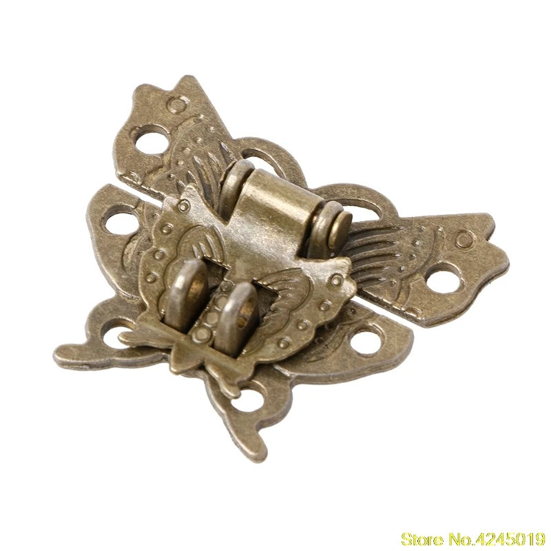 

High-quality Butterfly Antique Bronze Hasp Latch Wooden Box Mini Cabinet Buckle Locks 45x37mm