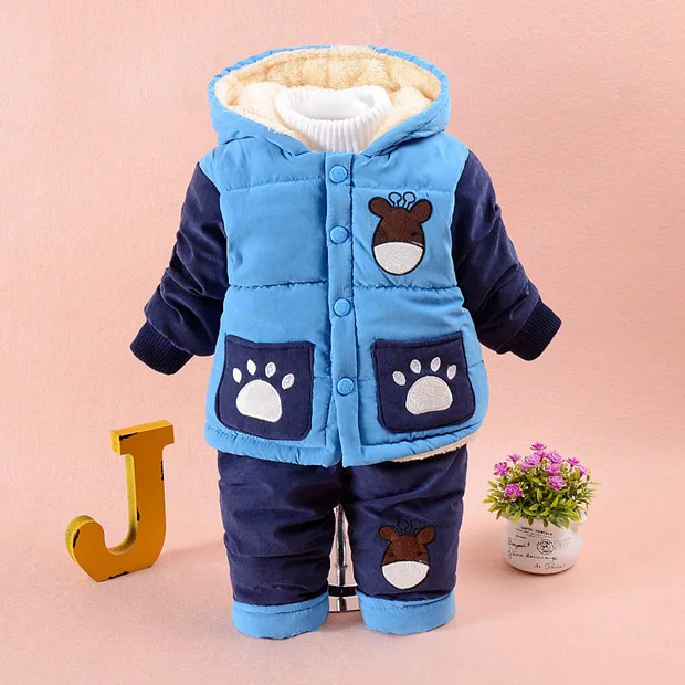 New 2018 Baby boys winter clothing suit set warm down jacket+pants long