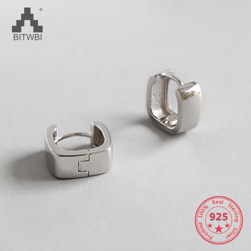 

Authentic 925 Sterling Silver Jewelry Square Wide Earring for Women