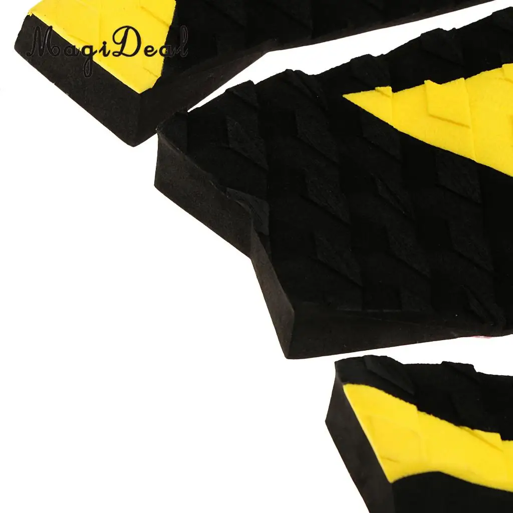 MagiDeal New Set of 3Pcs EVA Anti-Slip Surfboard Traction Tail Pads Surfing Surf Deck Grips Water Sports Accessory Yellow Black