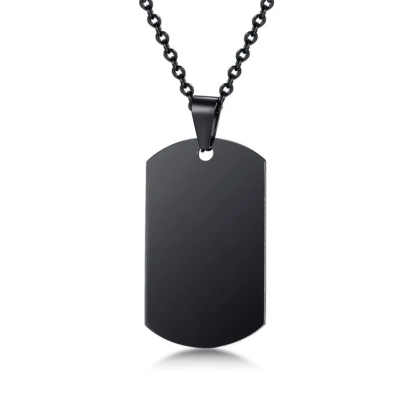 Пользовательский отпечаток Dogtag кулон из нержавеющей стали мужчины ожерелье в серебряном черном золотом персонализированные имя фото семья праздник подарки - Окраска металла: no engraving