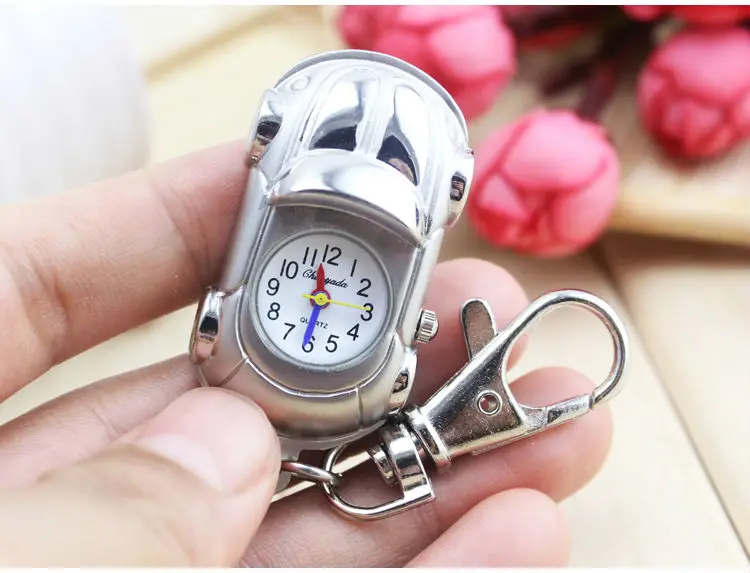 

3style choose Children Robot car silver keychain Quartz Pocket Watch Men Women kids Pendant Gifts