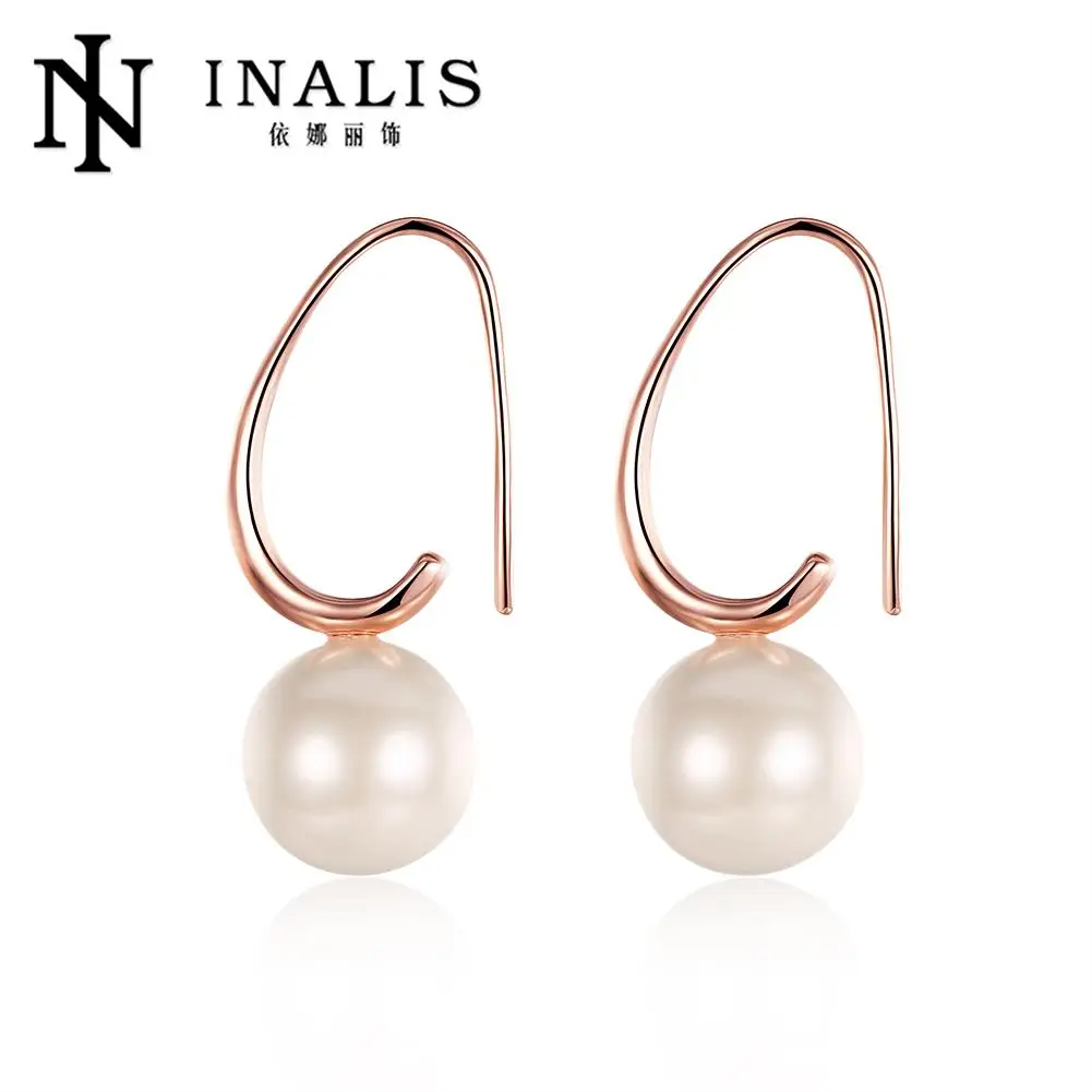 

INALIS Trendy Gold Color Simulated Pearl Drop Earrings for Woman Sweet Rhinestone Multifunction Elegant Earrings E252