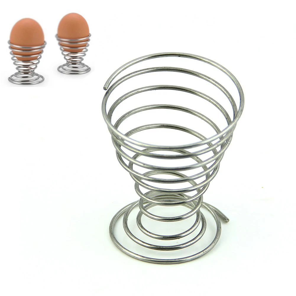 

FJS! 1Pc Stainelss Steel Spring Wire Tray Egg Cup Boiled Eggs Holder