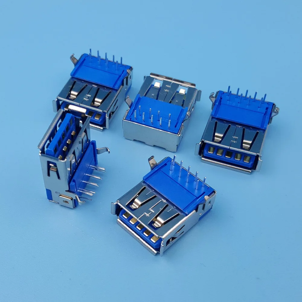 

50Pcs High Speed USB 3.0 Type A Right Angle Female 9Pin DIP PCB Socket Solder Connector