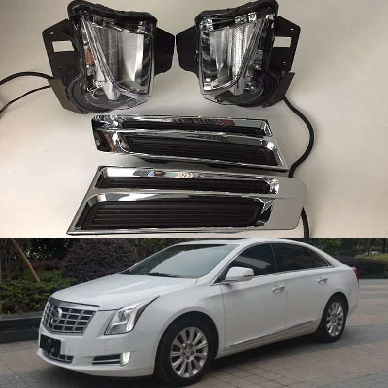 

Car Flashing 1Set LED DRL daytime running light For Cadillac XTS 2013 2014 2015 2016 daylight fog lamp cover white Car styling