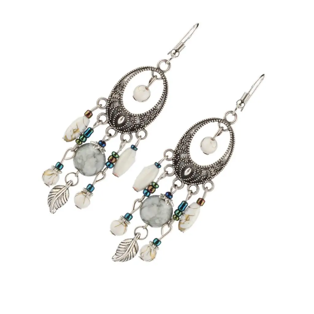 Fashion Bohemian Tassel Beads Fish Hook Drop Chandelier Tribe Earring Women Girls Ethnic Jewelry