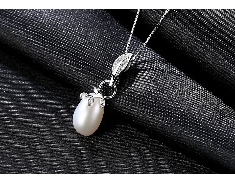 

New Women's S925 Silver Necklace Natural Freshwater Pearl Pendant Micro Zircon Jewelry GW30