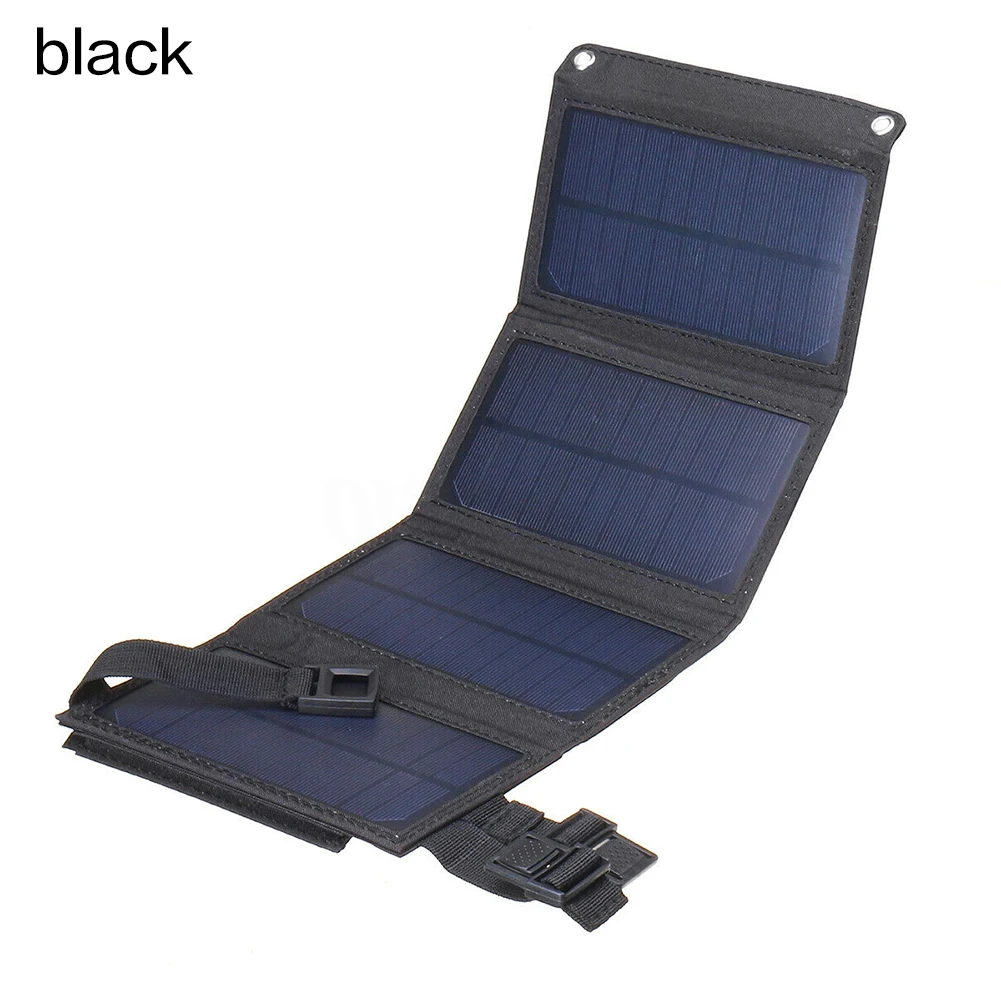 Солнечная панель, 5 В, 20 Вт, порт, возможность складывания, солнечное зарядное устройство, внешний аккумулятор, 1 USB порт, водонепроницаемый, для смартфона, планшета - Цвет: Черный