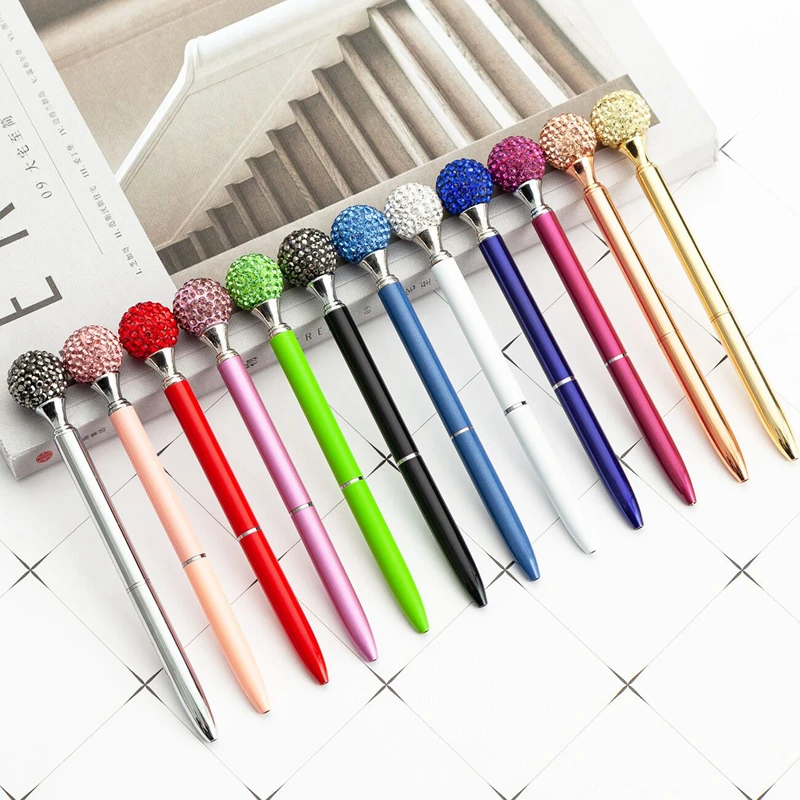 

YDNZC 13 Colors Business Ballpoint Pen Signature Pen Metal Ballpen Drill the Ball for School&Office Stationery Fashion Gift