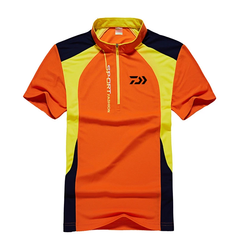 Рыболовная рубашка Спортивная футболка одежда мужская dawa, рыболовство рубашки длинный рукав, дышащий быстросохнущая рыболовная одежда - Цвет: Оранжевый