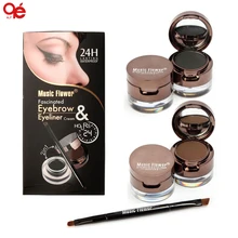 Профессиональный набор для макияжа глаз 4 в 1, гелевая подводка для глаз, коричневая+ черная пудра для бровей, водостойкая и грязеотталкивающая подводка для глаз, набор