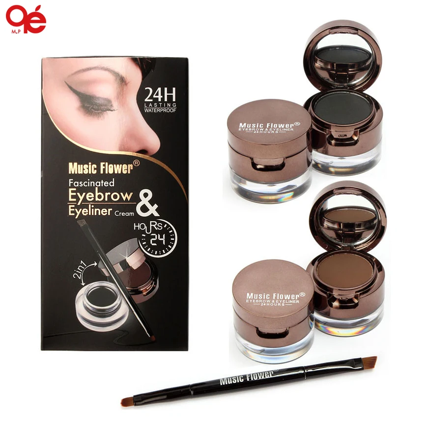

Pro 4 in 1 Eye Makeup Set Gel Eyeliner Brown + Black Eyebrow Powder Make Up Waterproof And Smudge-proof Eye Liner Kit