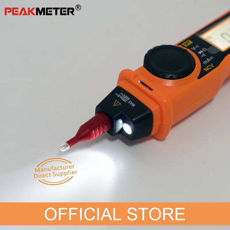 PEAKMETER PM8211 Цифровой мультиметр 2000 отсчетов Тип ручки с бесконтактным ACV/DCV