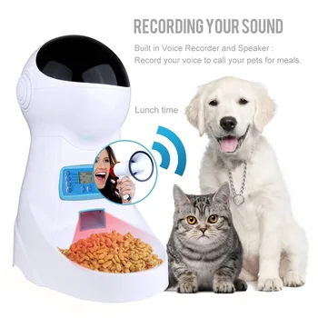 

3L Automatic Pet Feeder Dog Cat Food Dispenser with Time and Meal Size Programmable LCD Display and Meal Call Recorder for pets