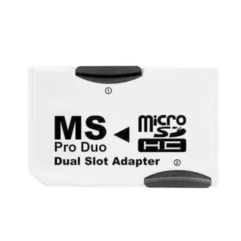 

Dual Slot Micro For SD SDHC TF to Memory Stick MS Card Pro Duo Reader Adapter For PSP