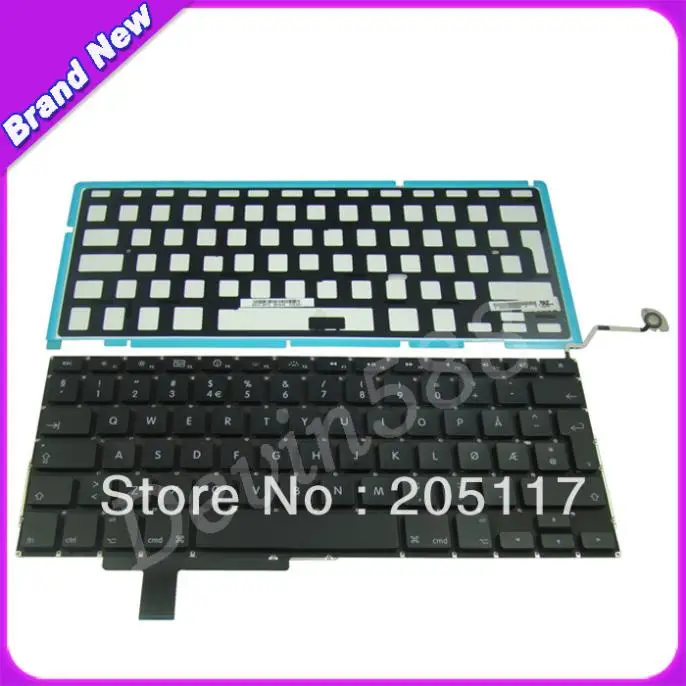 

DANISH Keyboard with Backlight FOR APPLE MacBook Pro A1297 17" Unibody,100% WORKING !